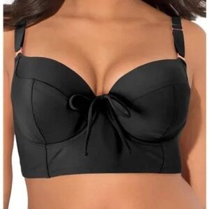 SMART & SEXY full bust black long line underwire push up bikini top 38D NWT
